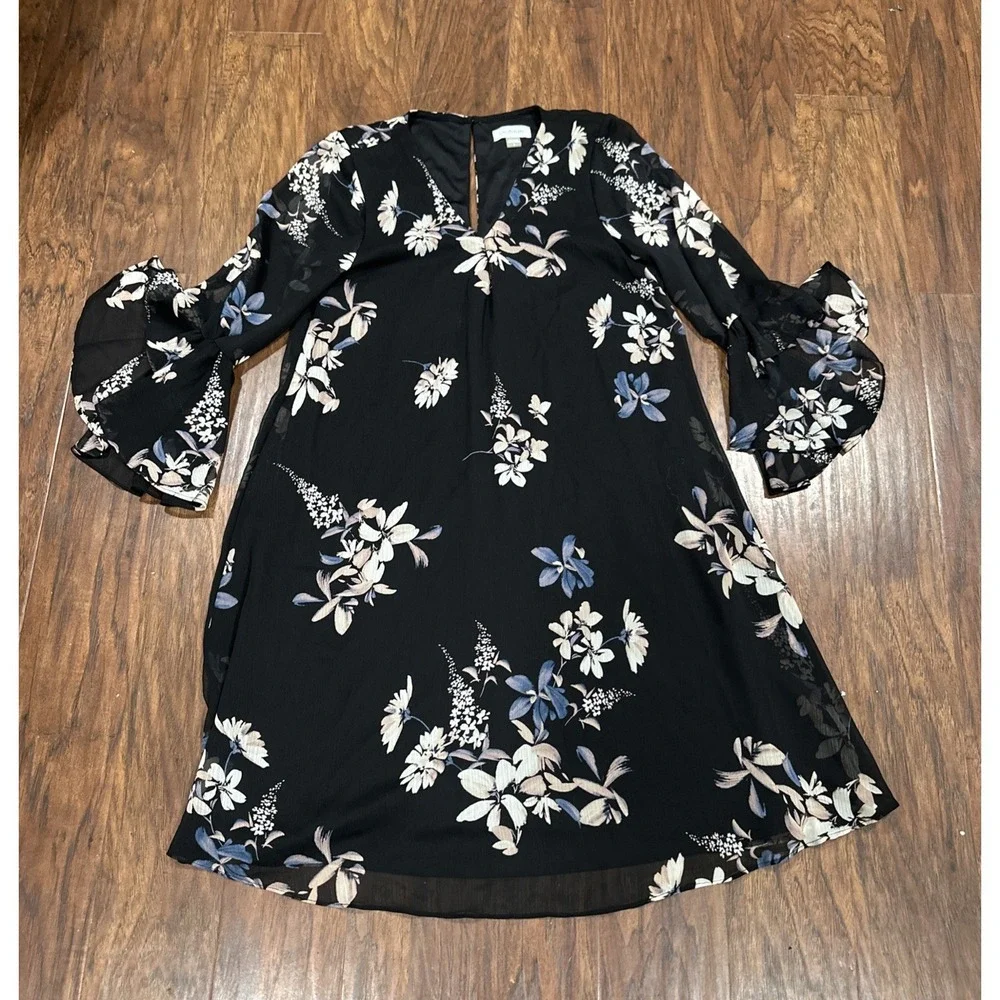 Calvin klein Dress Floral Shift Ruffle Sleeves Size 8